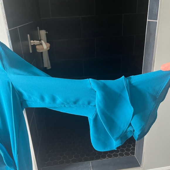 INC LONG SLEEVE TEAL BLOUSE - Picture 2 of 2